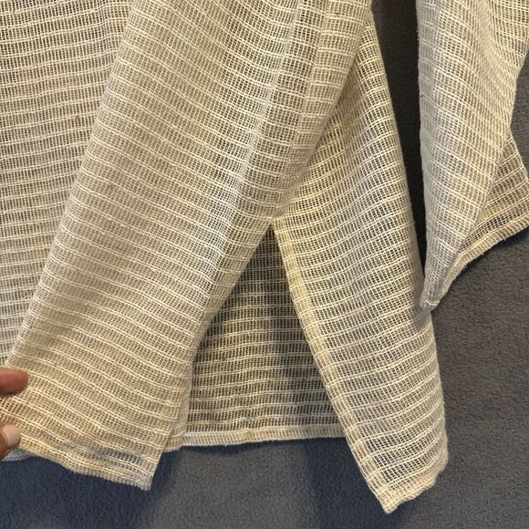 MM Krizia Open Knit Tunic Top Silk Linen Blend Womens Size L Beige Made in USA - Picture 6 of 8